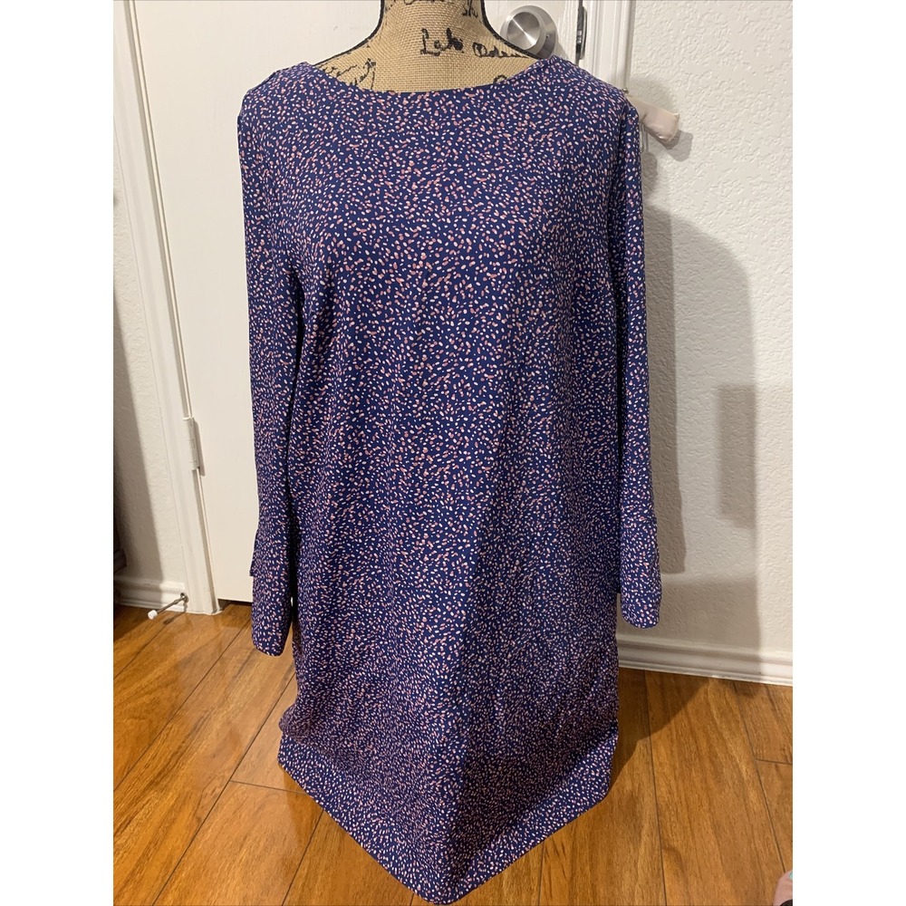 Loft Outlet Size 14 Multicolored Overall Dress Belle Sleeves Classy NWT